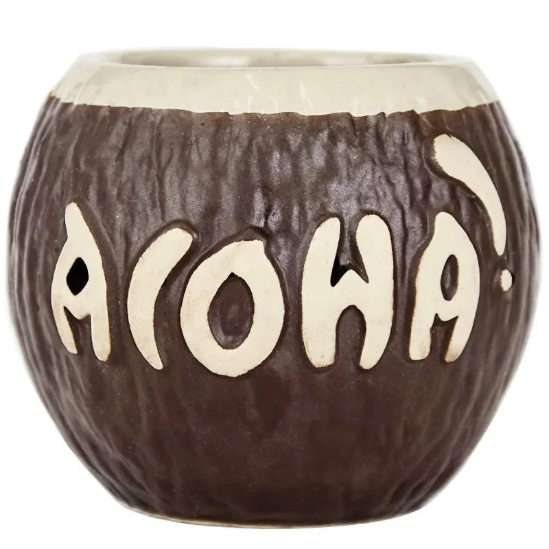 Coconut Cup Bar Tiki Cup Cocktail Glass Hawaiian Wine Glass Party Beach Drink Cup Tiki Mug Ceramic Cup Champagne Glasses