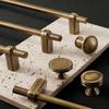 American Retro Brass Single-Hole Drawer Handle - French Vintage Style Pure Copper