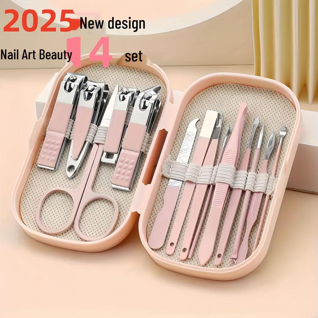 2025 Nail Care Set: 14-Piece Manicure Kit with Nail Clippers, Scissors, and Blackhead Needle