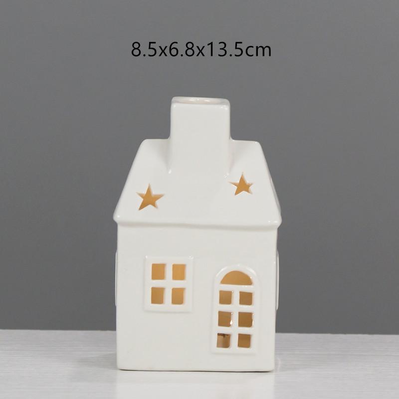 

Скандинавский керамический светодиодный подсвечник в форме домика - Маленькие рождественские атмосферные ночники-украшения