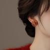 18k real gold electroplated red dripping flower stud earrings cold wind earrings earrings