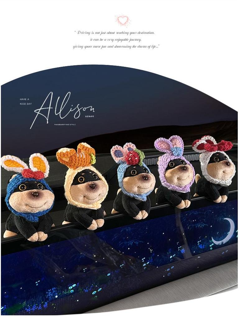 Plush Bee Dog Car Ornament - Cute Lying Doll for Console Display