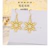 Elegant Micro Inlaid Snowflake Gold Large Earrings For Women Christmas Jewelry