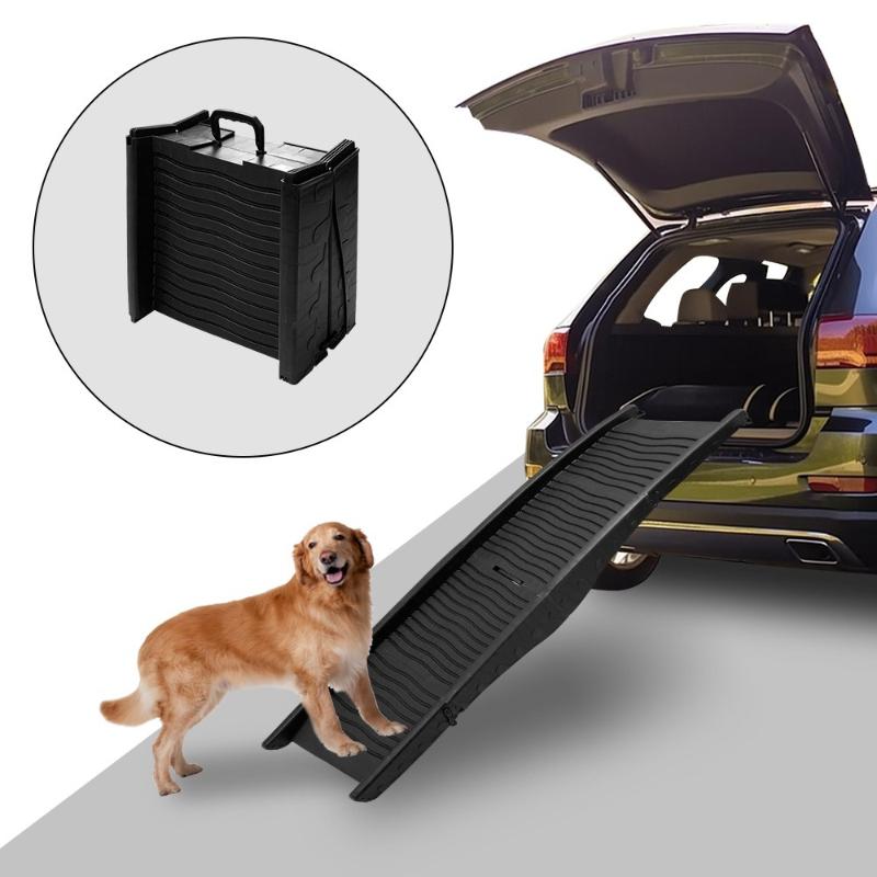 Folding Dog Ramp for Car Pet Stairs Folding Car Steps Slope Car Climbing Large Dog Climbing Ladder with Non-Slip Rug Surface