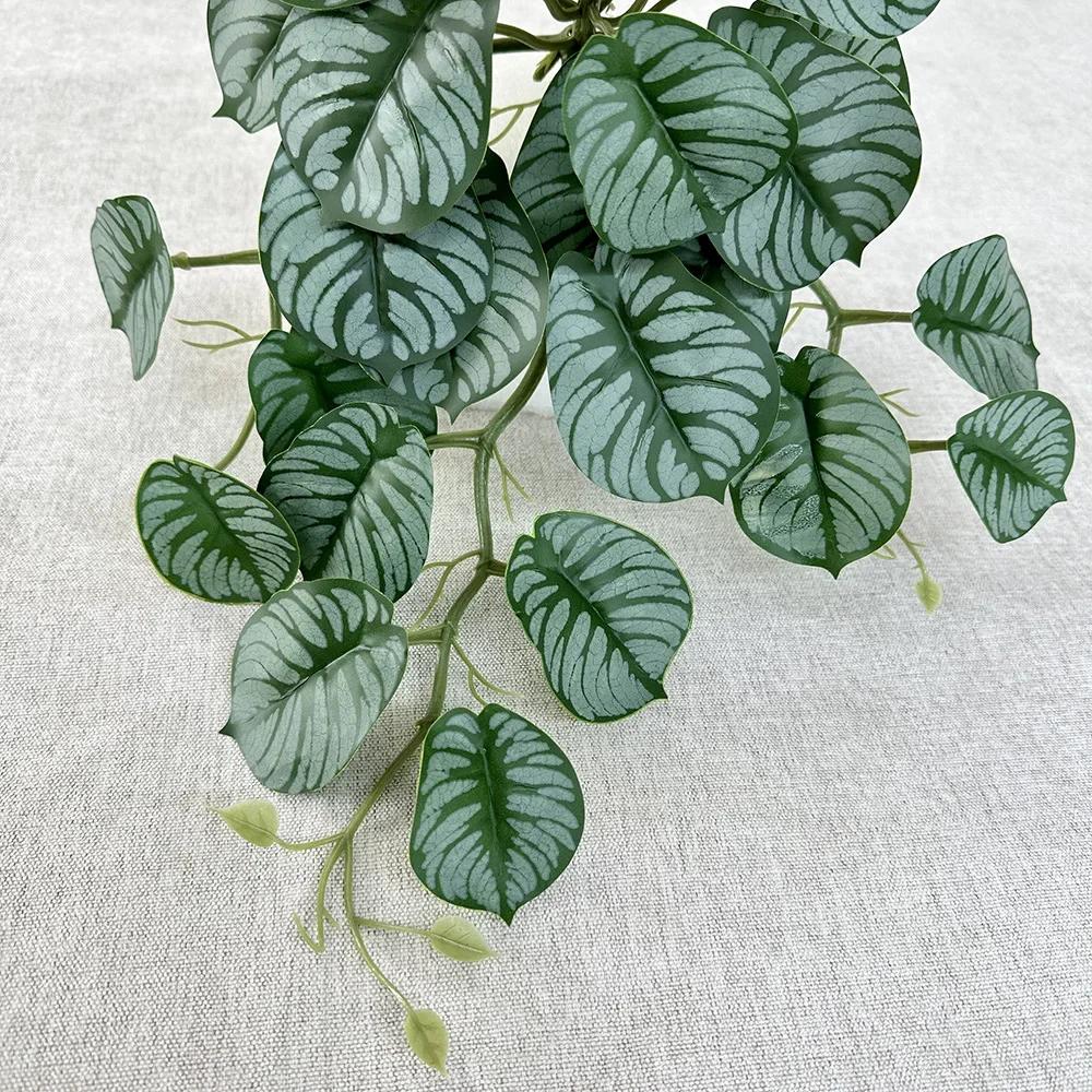45cm Hanging Vines Artificial Plants Fake Wall Vines Indoor Long Monstera Leafs Hanging Rattan Green Ivy For Room Garden Decor