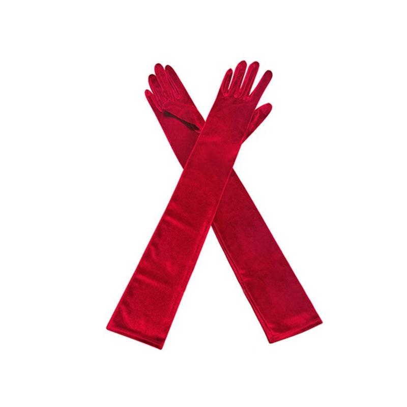 Red Velvet Long Gloves for Weddings, Parties, and Photography