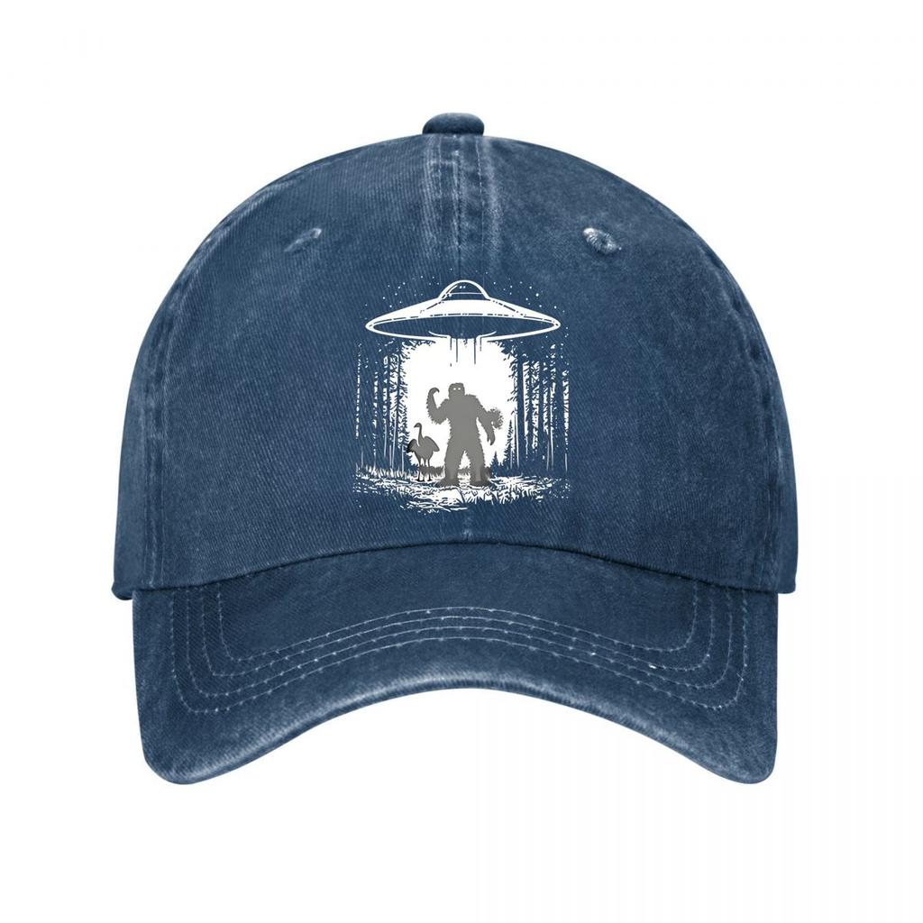 Vintage Baseball Cap UFO Bigfoot Graphic Outdoor Hat New Vintage Washed Cotton Baseball Cap Parent Kids Sun Hats