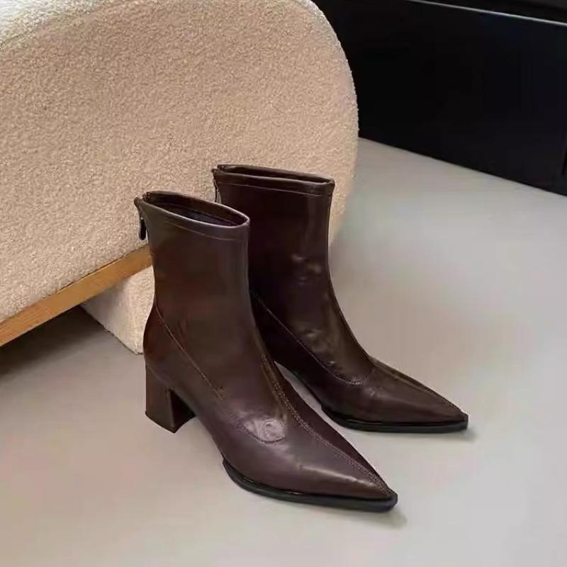 Fashion Ankle Boots Shoes Pointed Toe Ladies Short Boot High Heel Footwear Ladies Elegant Slim Short Booties Autumn Winter Womem's Shoes