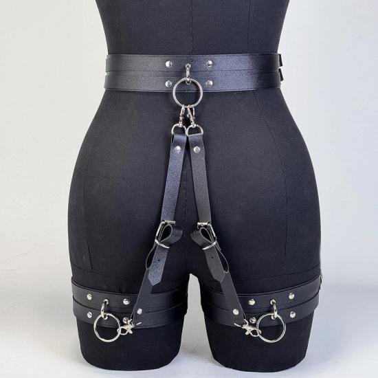 Women Sexy Leather Thigh Garter Belt Lingerie Leg Straps Bdsm Bondage Women Handcuffs Fetish Clothing Festival Rave Accessory