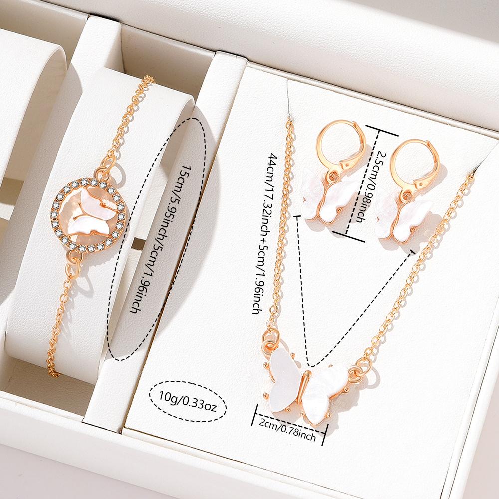 4 Piece Set Women Minimalist Versatile Zircon Necklace Earrings Bracelet Fashion Light Luxury High End Personalized Accessories