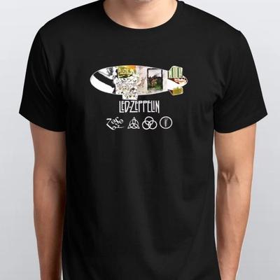 Led Zeppelin Rockband Unisex 100% Baumwolle T-Shirt Herren Shirts Oberteil S M L XL XXL 3 4 XL Schwarz
