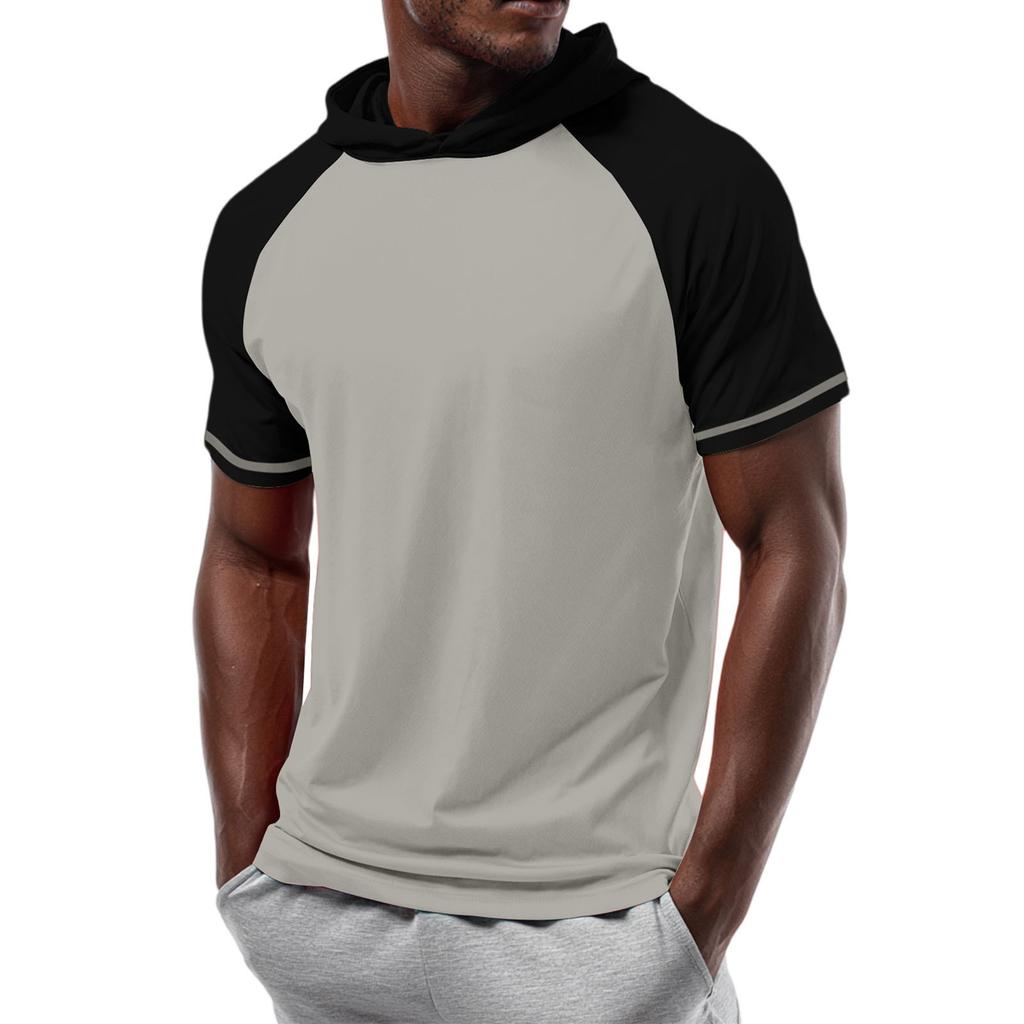 Pánské tričko s kapucí s krátkým rukávem a rovnými rameny