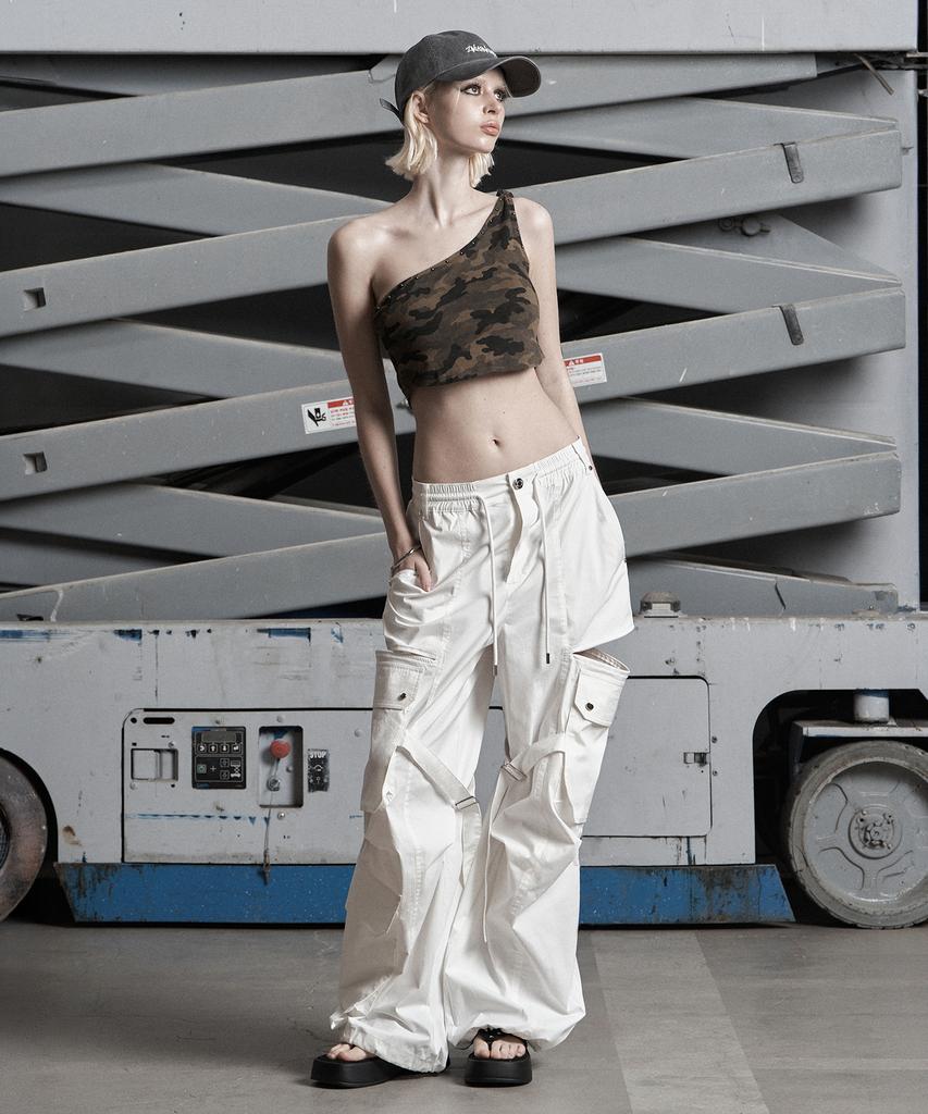 Jenyujeu Kajo Double Pocket Parachute Pants - White