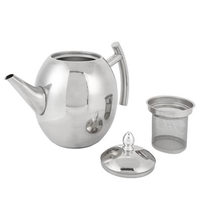 Stainless Steel Teapot with Lid and Filter Screen Curved Handle Tea Kettle for Home Restaurant