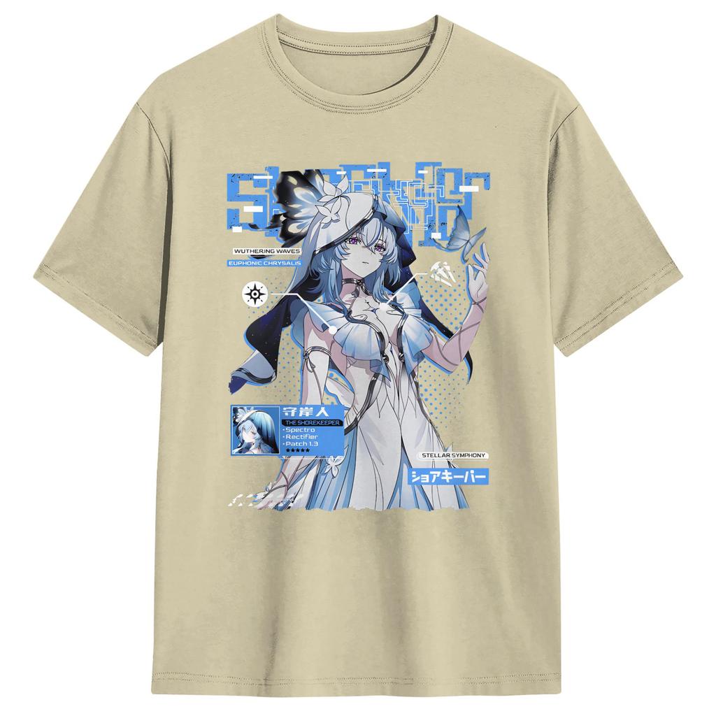 Wuthering Waves Characters Tshirts For Unisex The Shorekeeper Awesome Cotton Tee Shirt Crew Neck Short Sleeve Big Size Clothes