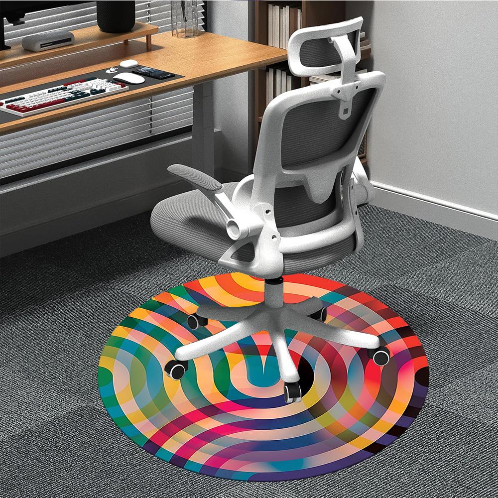 

1pc Colorful Swirl Pattern Chair Carpet for Office Non-Slip, Machine Washable Rug for Office, Room - Holiday Decor, Machine Made yy251016053 80cm by 80cm
