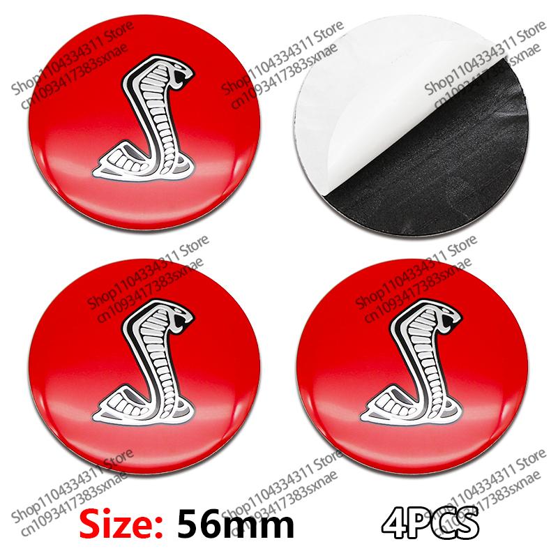 

For Ford Kuga Fusion Shelby ST RS Mondeo Focus 2 3 Fiesta Explorer Edge 56MM Car Wheel Rims Center Hub Stickers Cobra Pattern червоний