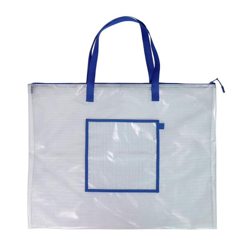 

Прозрачная сетчатая сумка на молнии для плакатов, сумка для хранения художественных принадлежностей, водонепроницаемая сумка для проектов для художников, студентов, детей синий
