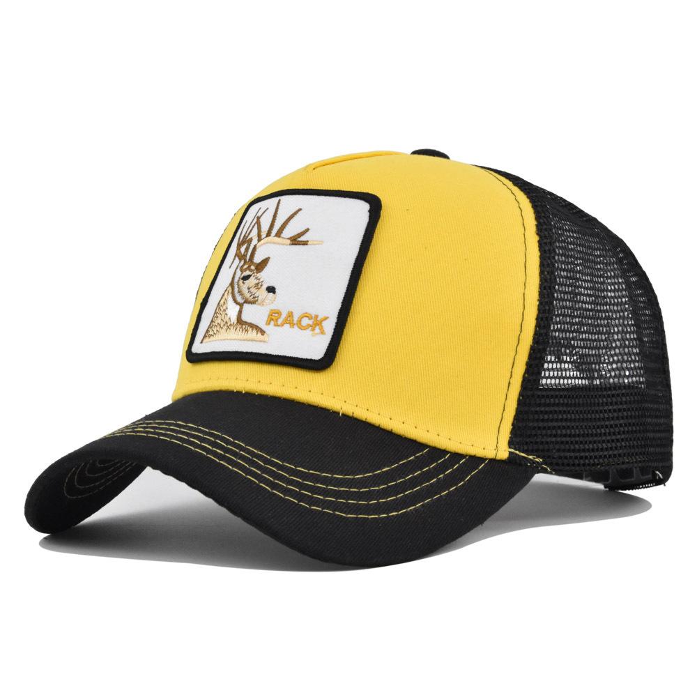 

Tongue Duck Cap Sika Deer Animal Patch Embroidered Baseball Cap Curved Hat Brim Yellow