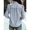 Women Striped Pleated Long Sleeve Single Breasted Elegant Commuting Blouse Shirt