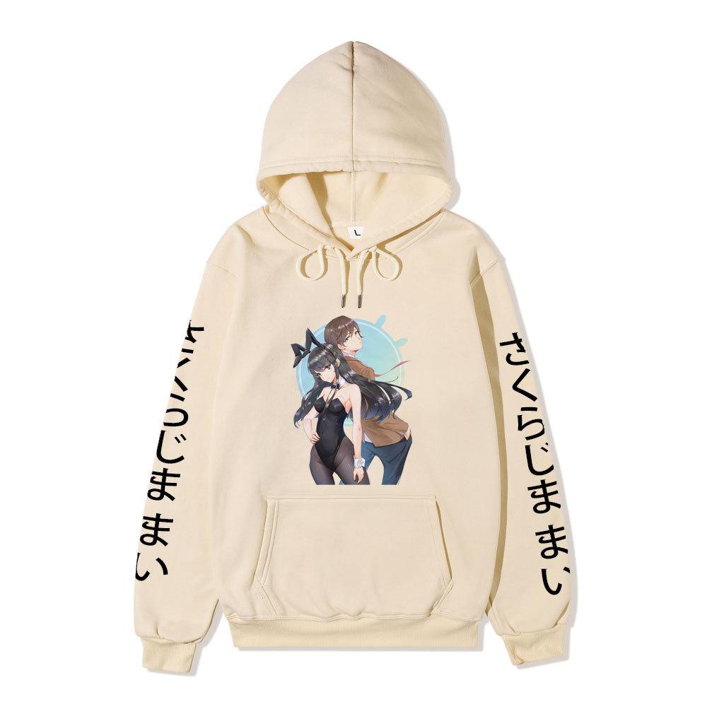Rascal Does Not Dream of Bunny Girl Senpai Mai Sakurajima Unisex Fleece Hoodie Vertical Japanese Text Sleeve Anime Print Long Sleeve Sweatshirt
