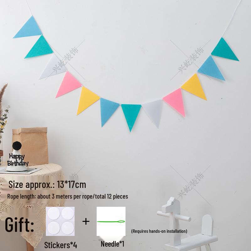 Yellow-Green Felt Pennant Bunting for Kids' Birthday or Kindergarten Decor