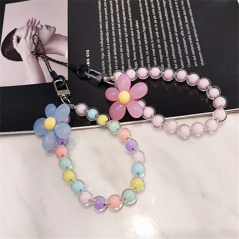 Flower Pendant Hanging Cord Mobile Phone Chain Beads Phone Chain Phone Lanyard Cellphone Strap