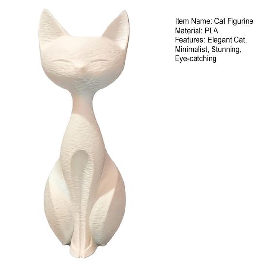 Elegant Cat Statue 3D Printed Minimalist Art Cat Sculpture Collectible Kitten Figurine for Desk Wine Cabinet Bedroom Bedside Decor Gifts