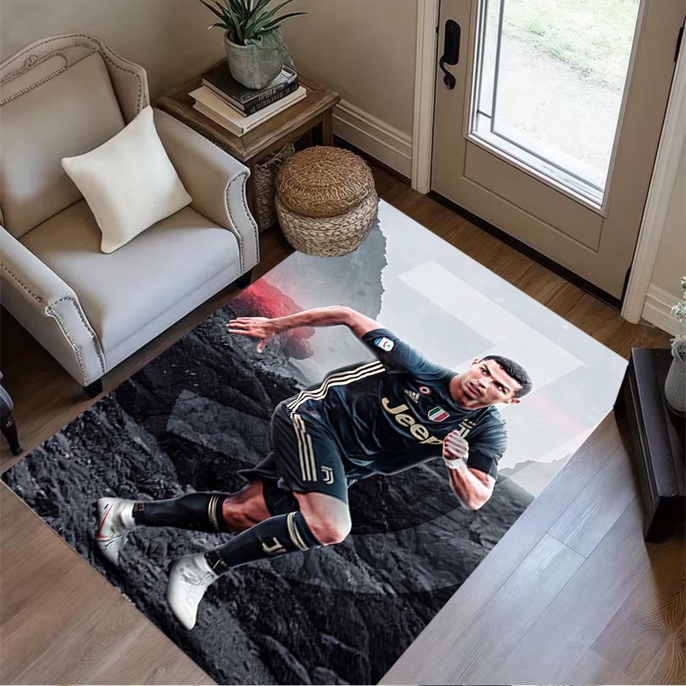 Cristiano Ronaldo Soccer Action Floor Mat Suitable for Dormitory Dining Room Living Rooms Study Room Anti-slip Rug Office Home Decor Best for Christma