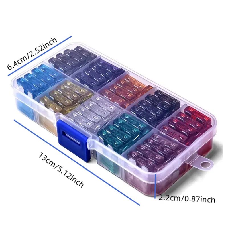 100 Pcs Car Fuses Small Mini Auto Blade Fuses 2A 3A 5A 7.5A 10A 15A 20A 25A 30A 35A AMP Assortment In Storage Box