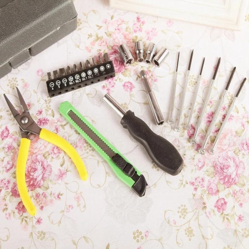 24KS Domácí multifunkční kufřík na nářadí Kombinovaný nástrojový set Hardware Plastový kombinovaný kufřík na nářadí