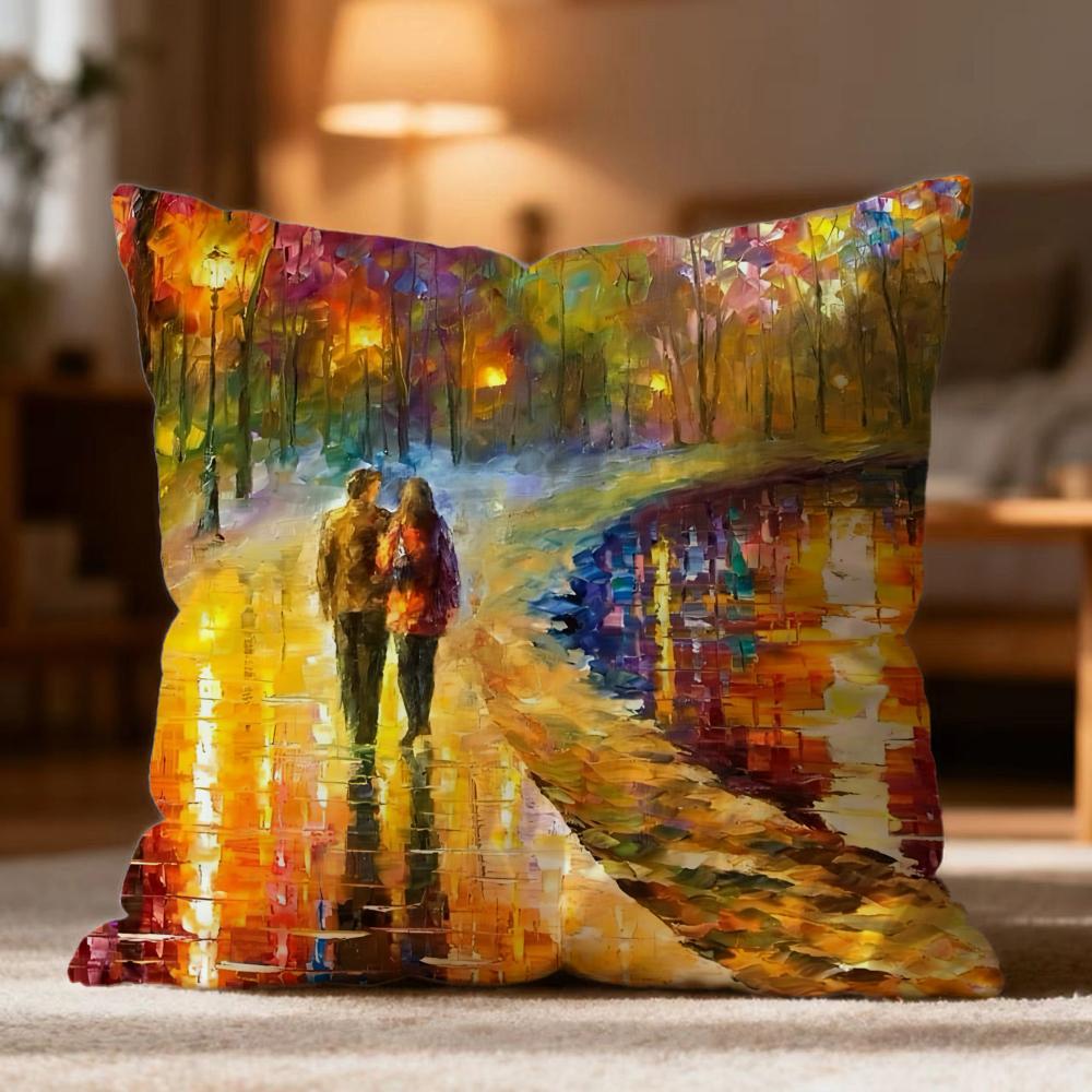 Fashion L-Lleonid afremov oiled Cushion Cover Soft Washable Pillow Case Multi-Scene for Couch Bed Travel Office Use