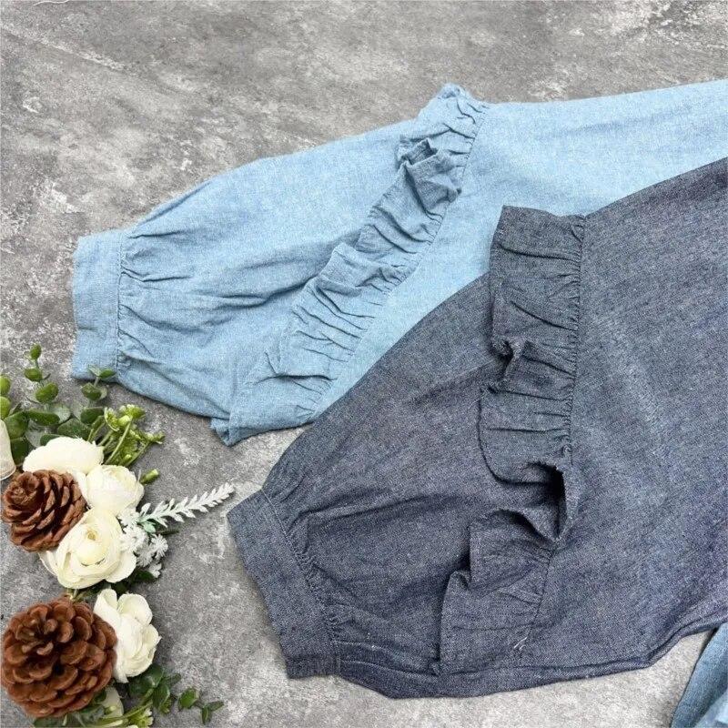 Johnature Japanese Mori Women Lace Doll Collar Long Sleeve Shirt Autumn Loose Vintage Tops