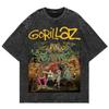 Vintage Spierane Koszulka Gorillaz The Mountain Moda MężczyźniKobiety Estetyczne Retro Oversize Luźne Koszulki Acid Wash