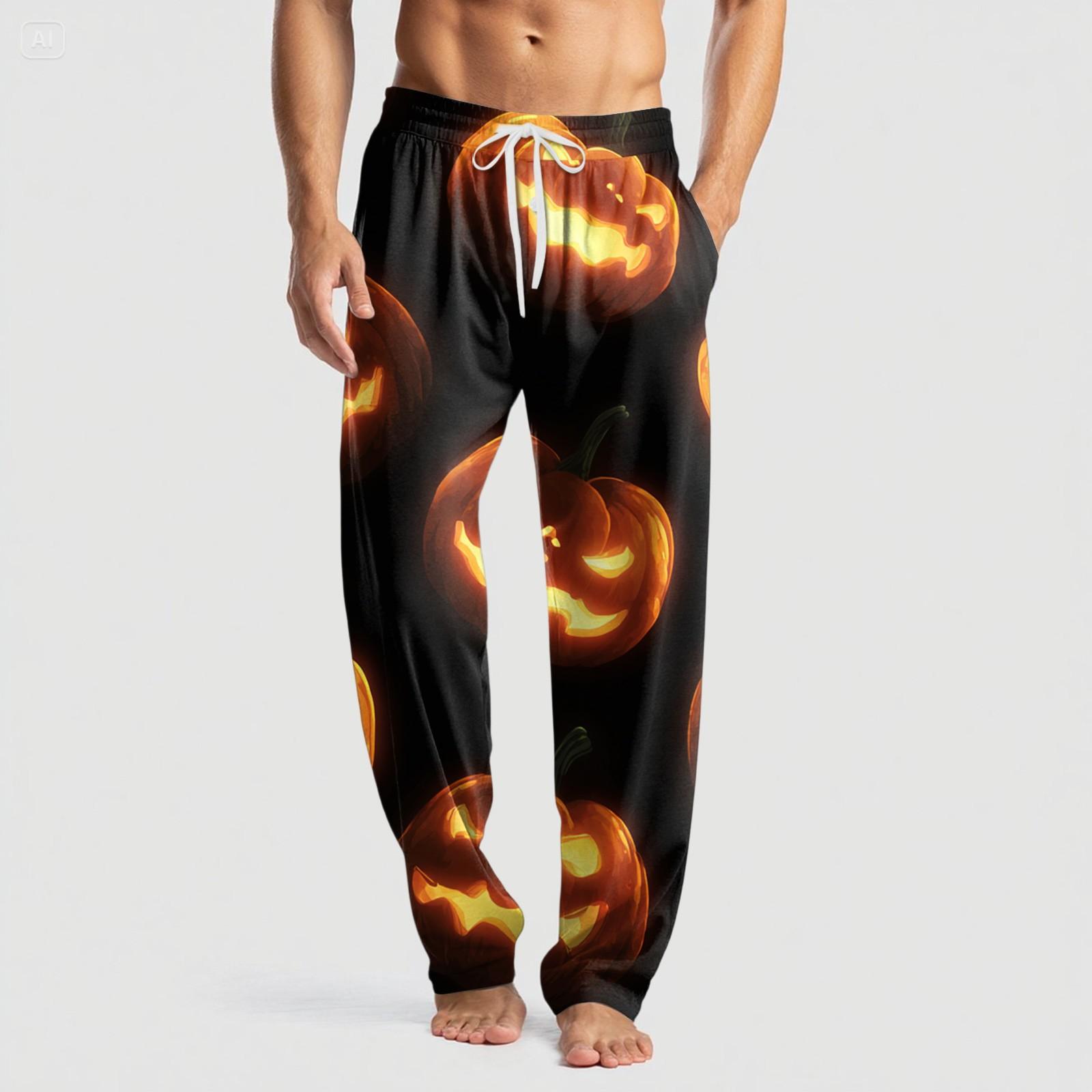 

Мужские вязаные повседневные брюки с карманом и принтом на Хэллоуин, пижамные брюки M