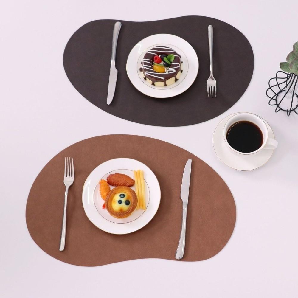 Irregular Shape Dinnerware Mats PU Leather Flatware Place Pad Stylish Placemats  Restaurant Decor