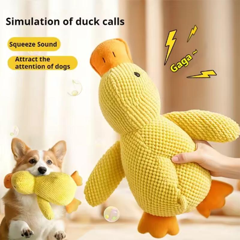 Pet dog sleeping with duck toys to relieve boredom of little yellow duck pet puppy interactive plush doll hug duck