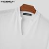 INCERUN Men Short Sleeve V Neck Striped Tee Tops Casual Shirts