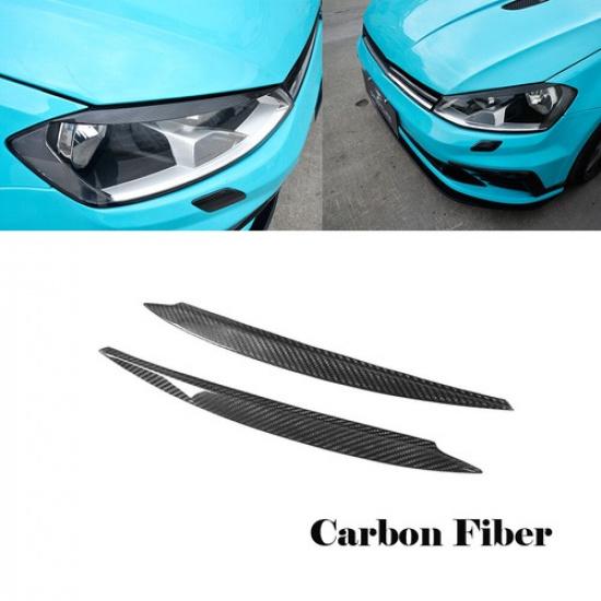 Carbon Headlamp Light Eyebrows Eyelids For Volkswagen Golf 7 MK7 GTI R 2014-2018