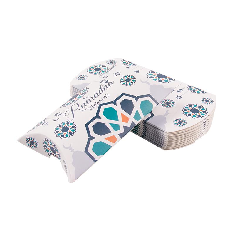 10pcs Eid Mubarak Pillow Shape Candy Boxes 2024 Ramadan Kareem Decoration Kraft Paper Gift Box Packing Bax Islamic Muslim Party