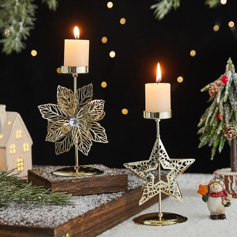 Christmas Holders Christmas Iron Art Candlestick Table Ornament Home Xmases Party Decors Decorative Stand