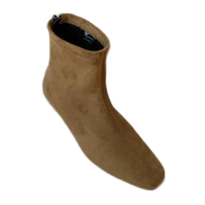 Mid Heels Women Suede Short Boots 2025 Fashion Casual Shoes Winter New Trends Chelsea Ankle Boots Party Pumps Zapatillas Mujer