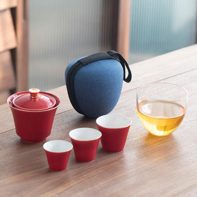 High Mountains & Flowing Water Portable Ceramic Tea Set