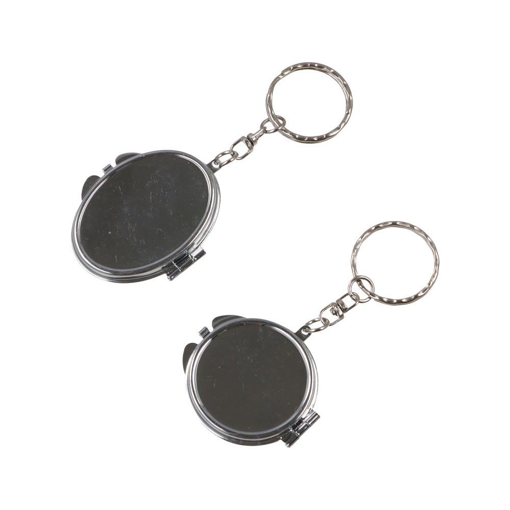 Makeup Mirror Folding Mirror Key Chain Metal Double Sides Cosmetic Mirror Keychain Cosmetic Tool