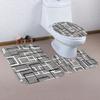 1/4 Geometric Grid Shower Curtains, Toilet Seat Decoration, Shower Curtain With Carpet And Toilet Lid, 12 70.8X70.8 Inch Hooks