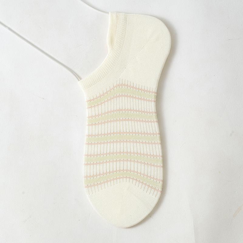 

Mesh Ear Lift Boat Socks Hollow Stripes Boneless Sew Head Anti-Pilling Cotton College Style Color Stripe Socks Women One size fits all