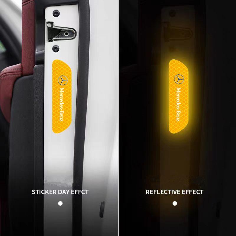 D5Car Sticker 4PCS Night Reflective Car Door Safety Warning Stickers Anti-Collision Wearproof Warning Marks For Mercedes Benz CLA