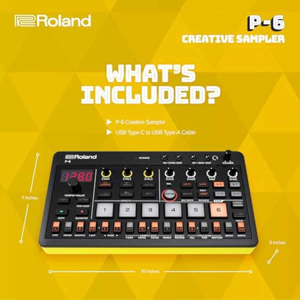 Roland Roland AiraCompact Creative Sampler P-6 Granular Sound Sequencer with Built-in Mic, USB-C ...