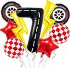 9 Pcs/set Lightning Racing Car Balloons Birthday Decoration Boy's Birthday Stripe Number Racing Party Decoration Inflatable Toys