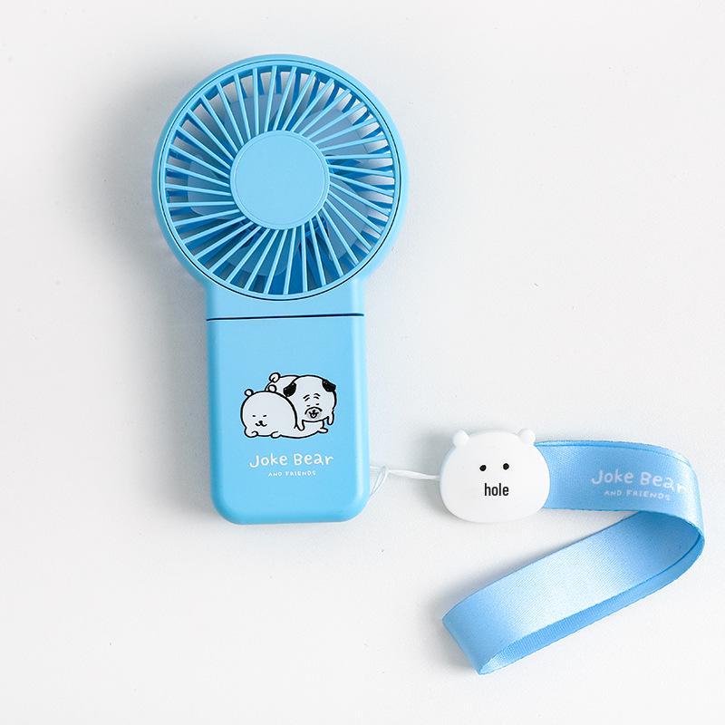 Cartoon Bear USB Handheld Fan with Lanyard – Portable Desk/Dorm Fan 78*25*141mm